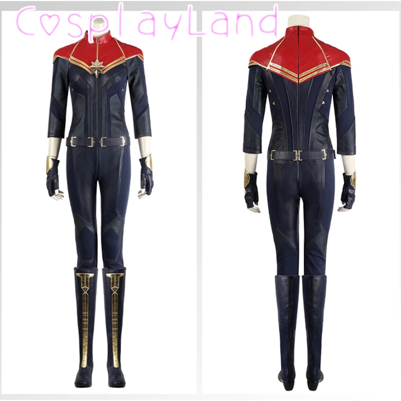 

Movie Superhero Carol Danvers Jumpsuit Cosplay Costumes For Women Suit Halloween Outfit Full Set with Shoes Custom Size