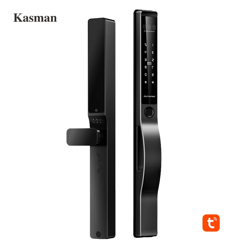 

Kasman Source Price Slim Smart Lock Outdoor Tuya Intelligent Fingerprint Sliding Door Lock for Wooden Doors