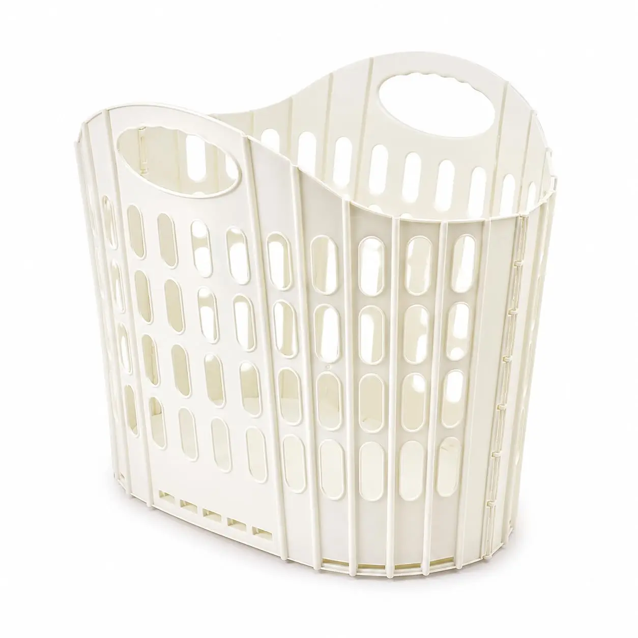 Foldable Plastic Laundry Basket Wall Mounted Hollow Dirty Clothes Storage Basket with Handles for Bathroom Bedroom