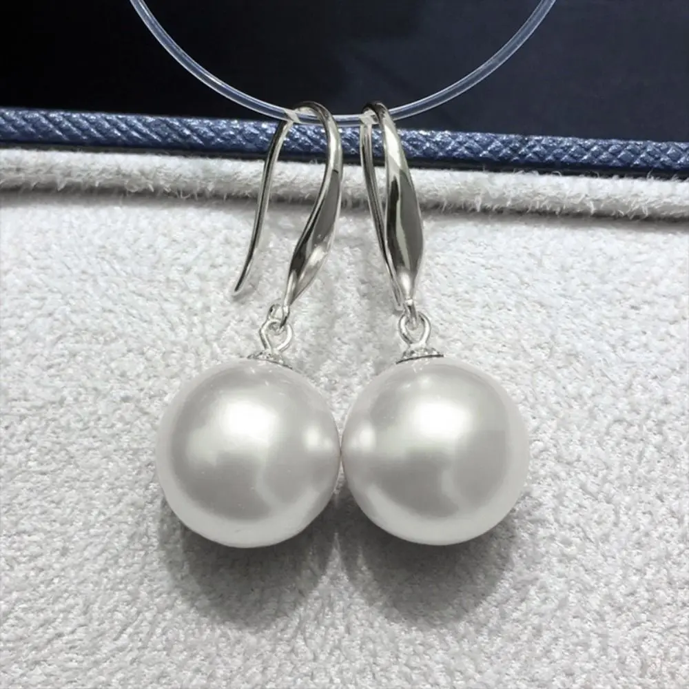 Ball Shape Long Earrings Simulation Freshwater Pearl Temperament Drop Earrings Shell Beads Rhinestone Ear Hook Ear Jewelry