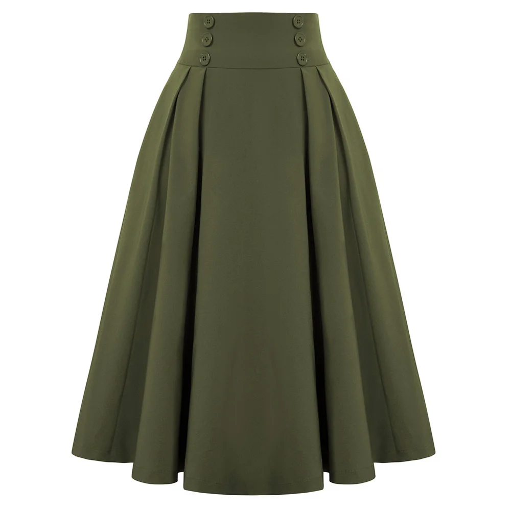 

SISHION High Waist 50s 60s Vintage Skirts SS0037 Army Green Black Blue Summer Jupe Femme Women Skirt 2024