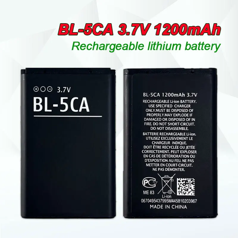 BL-5CA BL 5CA 3.7V Battery Lithium for Nokia 1110i 1110 1200 1600 5030 1208 1209 2700C 1680C 1682 7500 BL5CA  Phone Batteries