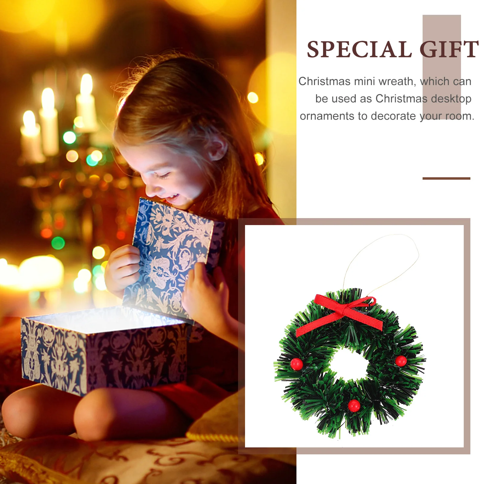 

5Pcs Mini Craft Wreaths Festive Non Deforming Plastic Christmas Decor for Miniature Scene Dollhouse Holiday Tabletop Decoration