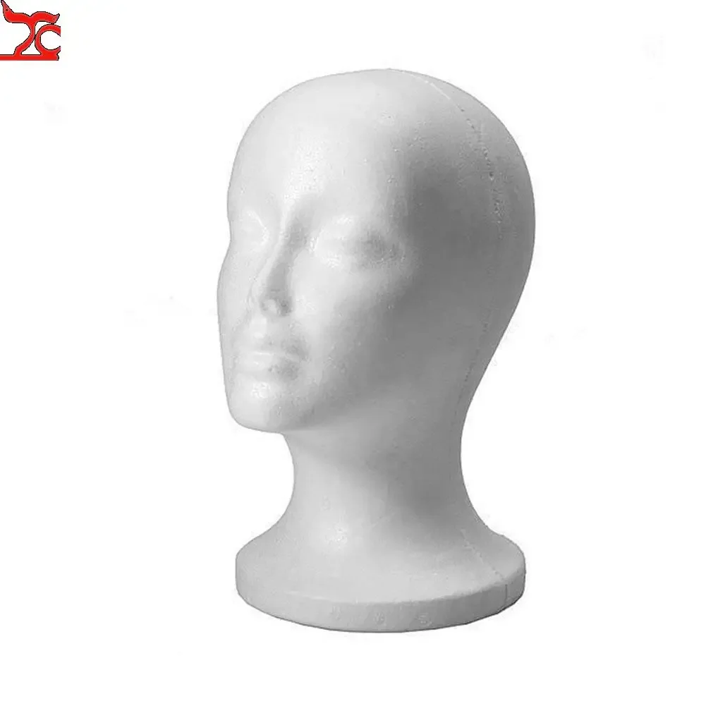 1Pc Female Styrofoam Foam Mannequin Practical Foam Female Mannequin Head Wigs Glasses Cap Display Holder Stand Model Lightweight