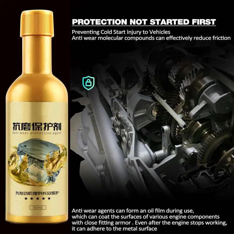 

Engine Oil Additive 60ml Anti-Wear Oil Protective Agent Noise Reduction Engine Care Carbon Remover Car Friction Eliminator For