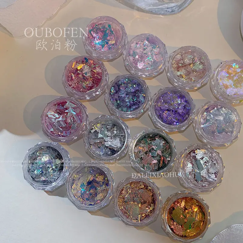 1 scatola ad alta visibilità Aurora opale polvere specchio nastro accessori per unghie decorazione floreale per unghie 3D unghie fai da te arte salone per unghie