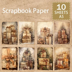 10 Sheets A5 Size Christmas Gift Background Vintage Grunge Journal Planning Scrapbooking
