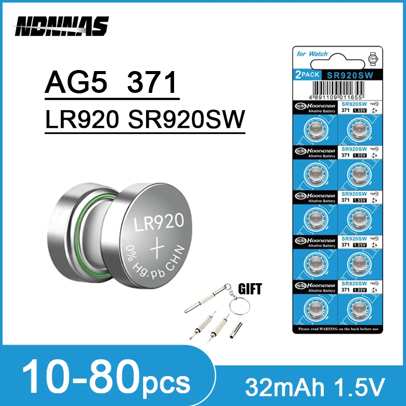 

10-80pcs AG6 LR920 SR920SW 171 371 370 LR69 LR921 G6A SR920 Button Batteries Lithium Battery 1.5V Watch Batteries For Calculator