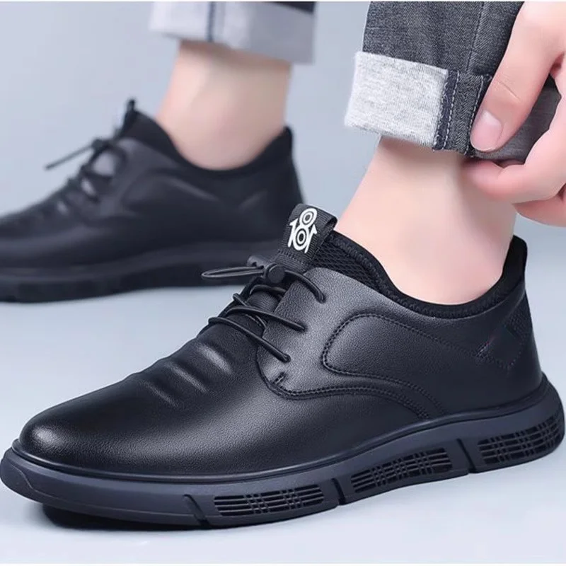 

Мужская противоскользящая кухонная рабочая одежда Chef oes, повседневная обувь без шнуровки для охраны труда, кожаная износостойкая спортивная рабочая обувь