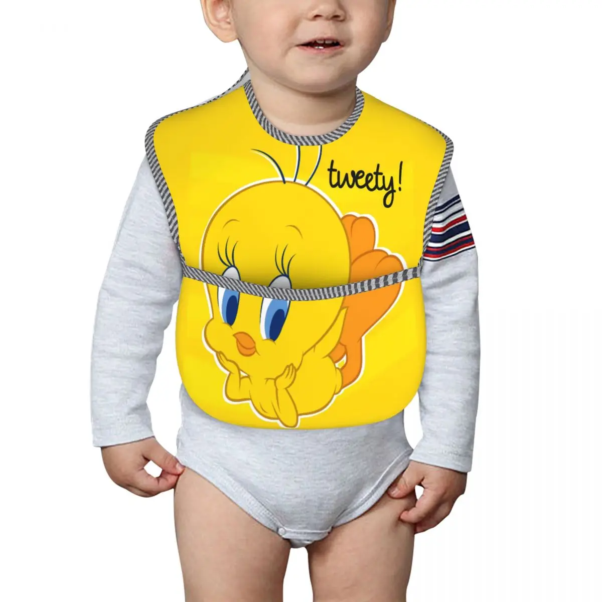 Tweety Bird Baby Bibs para comer, tecido impermeável, babador ajustável para criança, menino ou menina