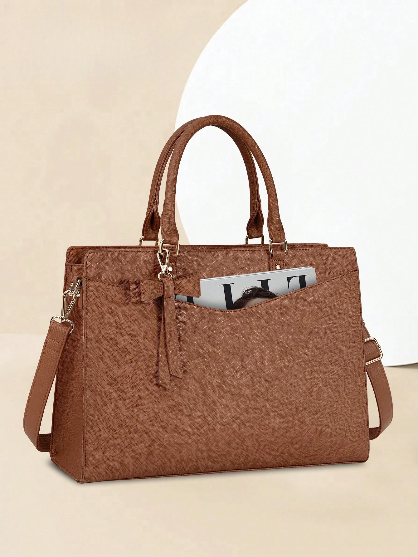 

Professional Laptop Bag For Women 15.6 Inch - Waterproof PU Leather Tote Briefcase, Business Office Computer Bag With Shoulder Strap, Lightweight Work Bag