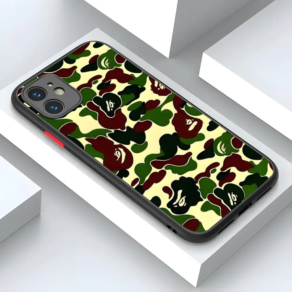 A-Bathing -Ape BE Phone Case luxury For iPhone 15 14 12 13 11 student Pro XR XS Max Mini X 7 8 Plus matte shell Cover