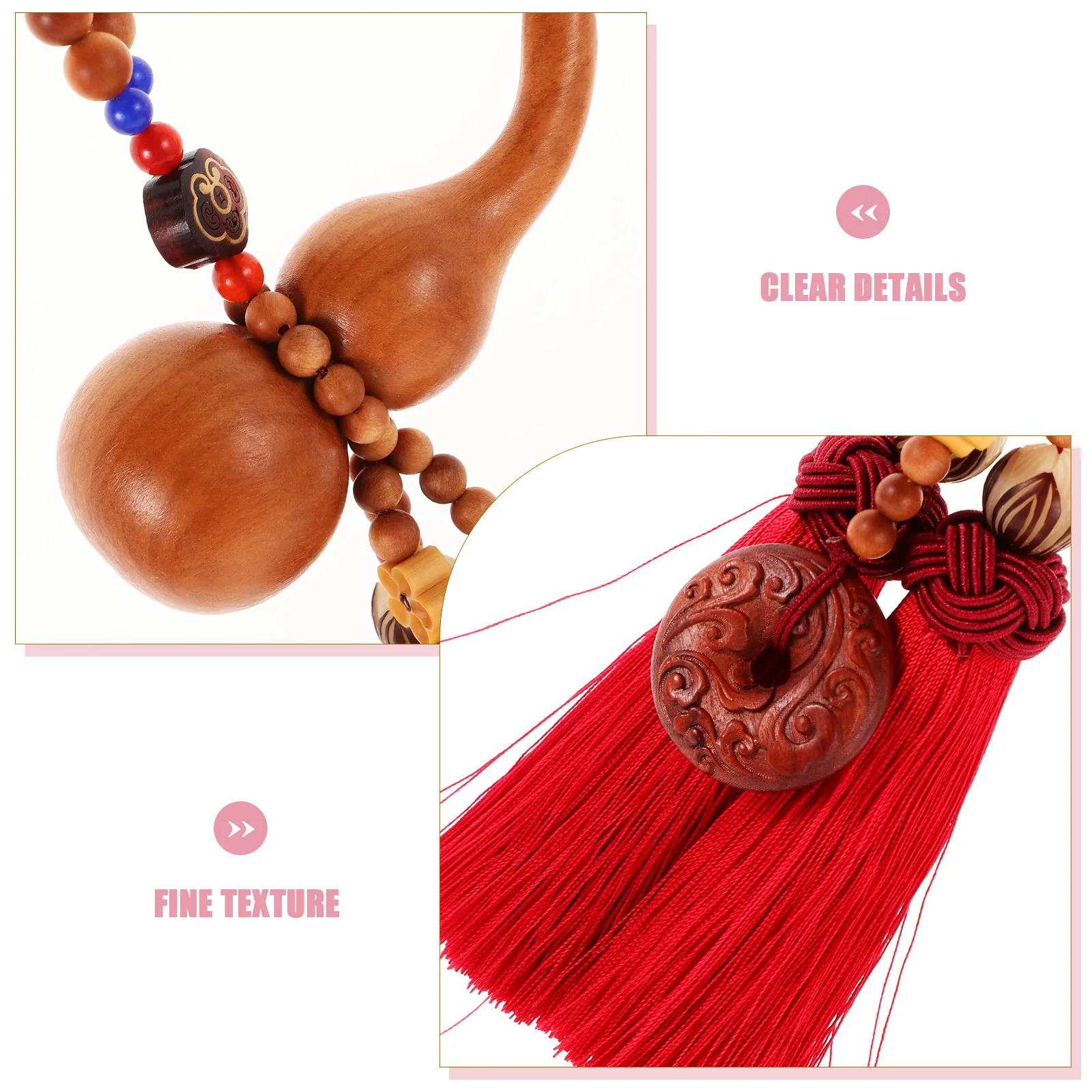 Gourd Hanging Pendant for Car Rearview Mirror Chinese Lucky Charm Feng Shui Decoration Good Luck Prosperity Calabash Ornament
