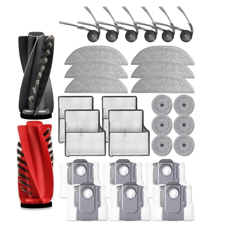 

ABZA-30 Pcs For Roborock Saros 10/ G30/ S9 Maxv Ultra Sweeper Accessories Roller Side Brush HEPA Filter Mop Pad Dust Bag