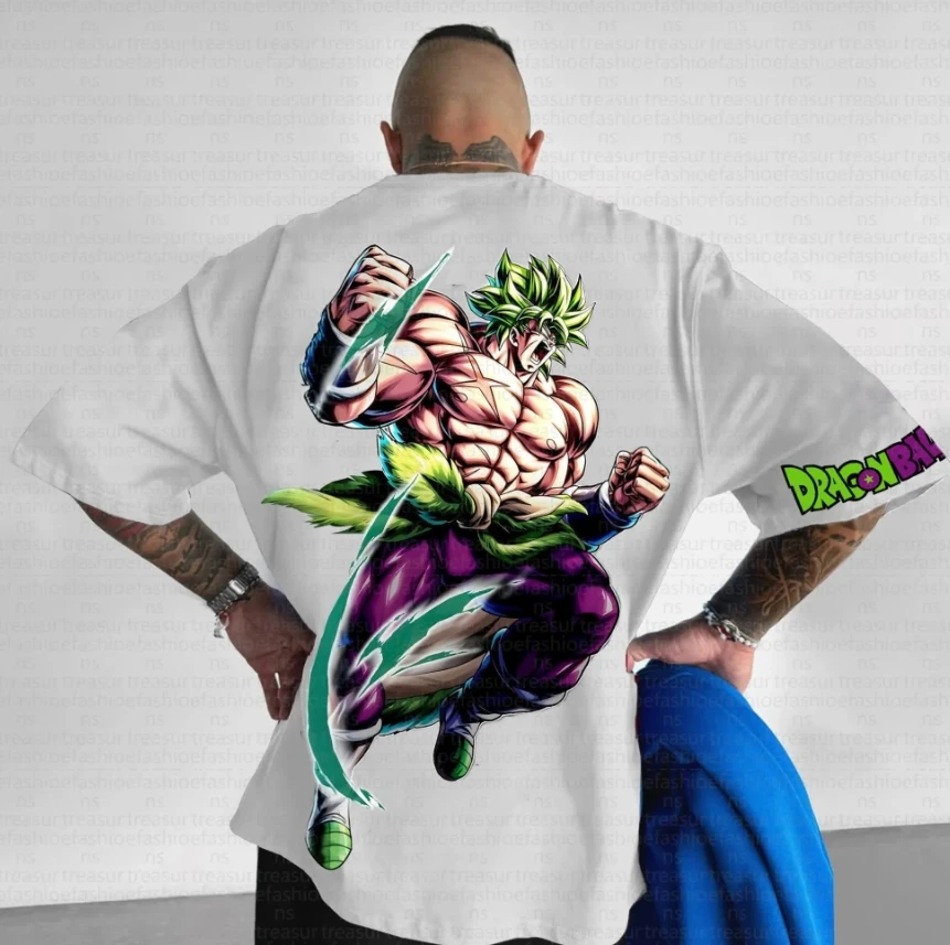 

Мужская хлопковая футболка 2025summer оверсайз в стиле аниме Dragon Ball z с принтом уличная повседневная городская одежда