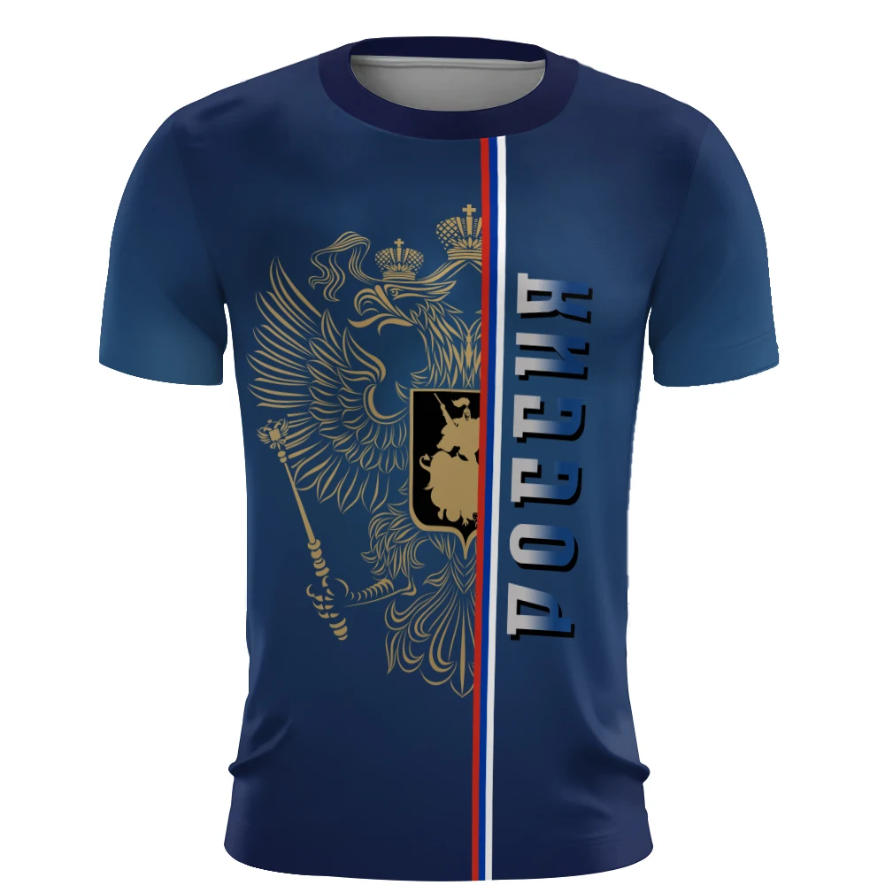 روسيا الرجال تي شيرت ثلاثية الأبعاد العلم الروسي قصيرة الأكمام تيز المتضخم ملابس رجالي الصيف موضة عادية طاقم الرقبة ملابس رياضية القمم