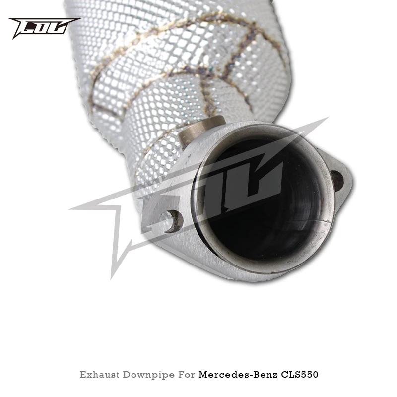 for Auto High Flow Catted Downpipe for Mercedes-Benz CLS550 4.7 2012-2016 Exhaust Heat Shield 100/200/300 Cell Catalyst Downpipe