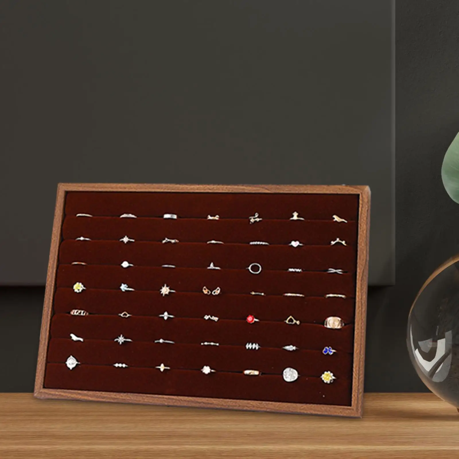 Ring Display Holder Wooden Ring Showcase Display Stand for Vanity Countertop