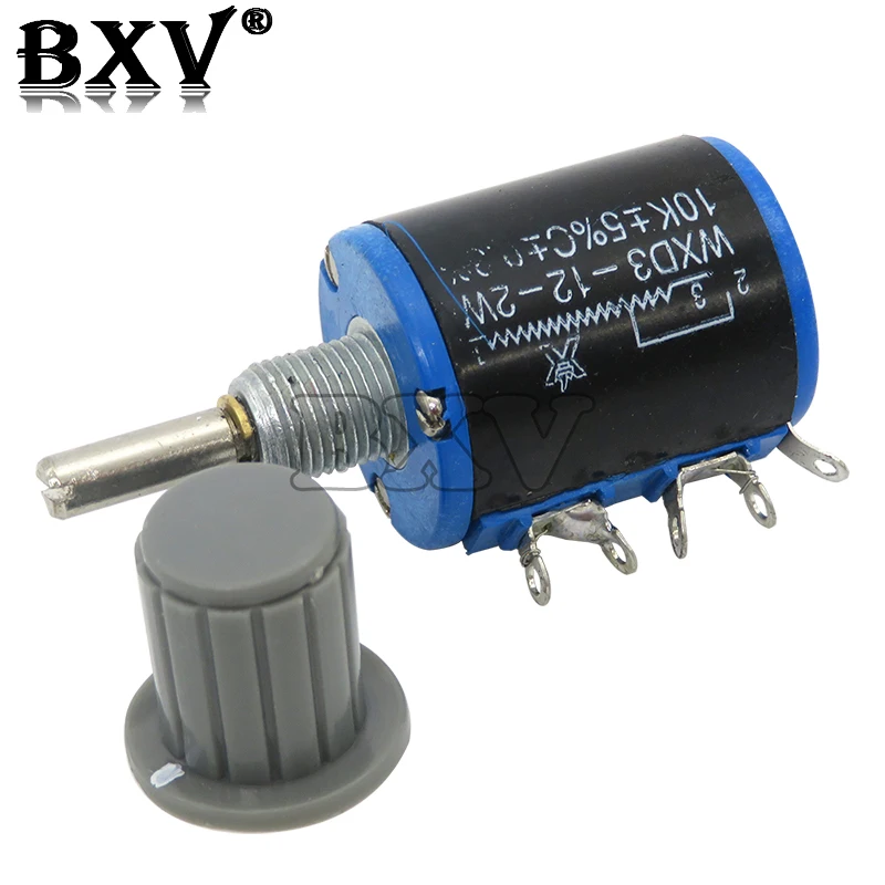 1Set = 1PCS WXD3-12 2W + 1PCS Grey Knob  10K 4.7K 3.3K 2.2K 1K Resistance Ring Multi Circle Precision Wire Wound Potentiometer