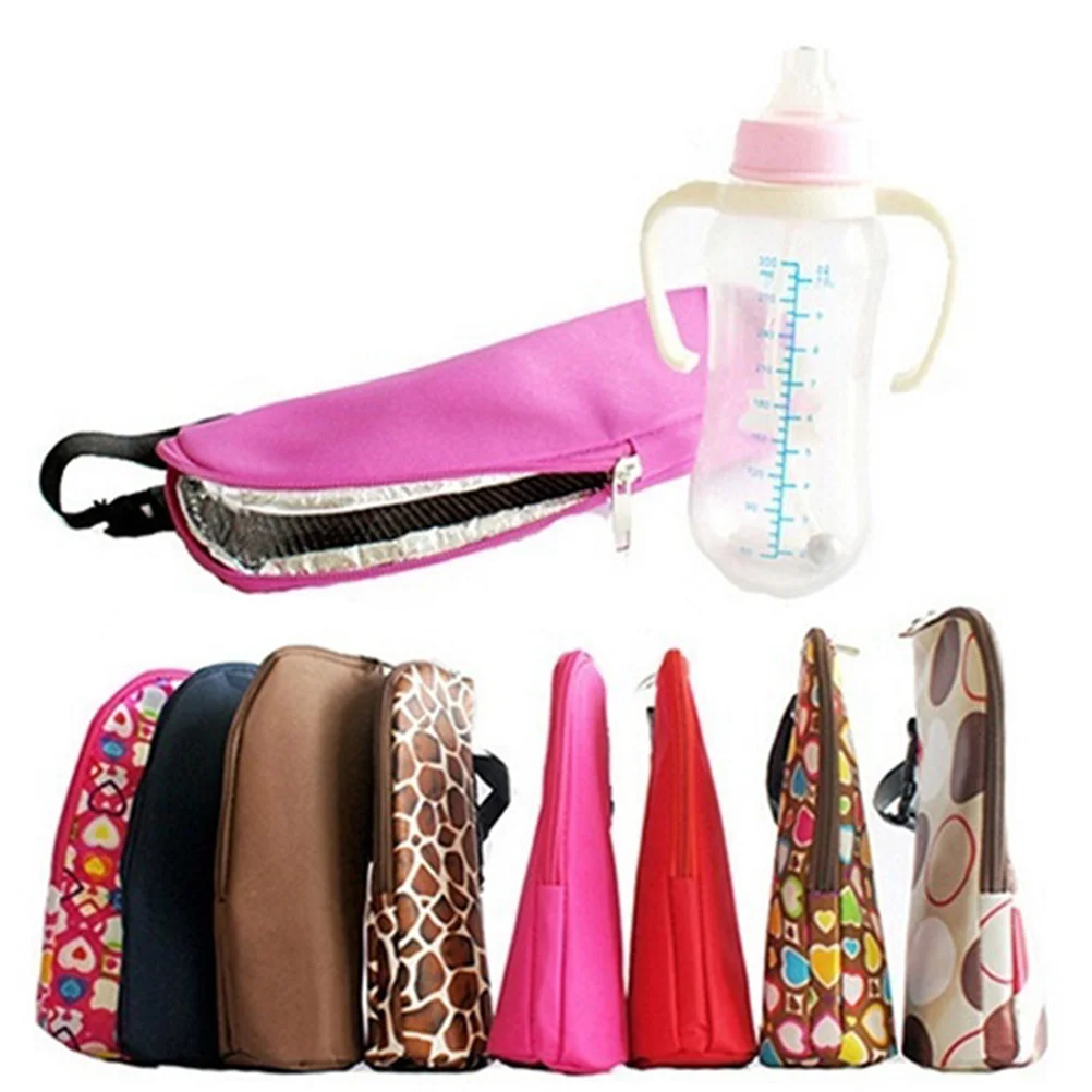 

Thermal Insulated Milk Bottle Bag For Long-Lasting Warmth Portable Feeding Bottle Tote Stroller-Hangable Easy Clean Silver