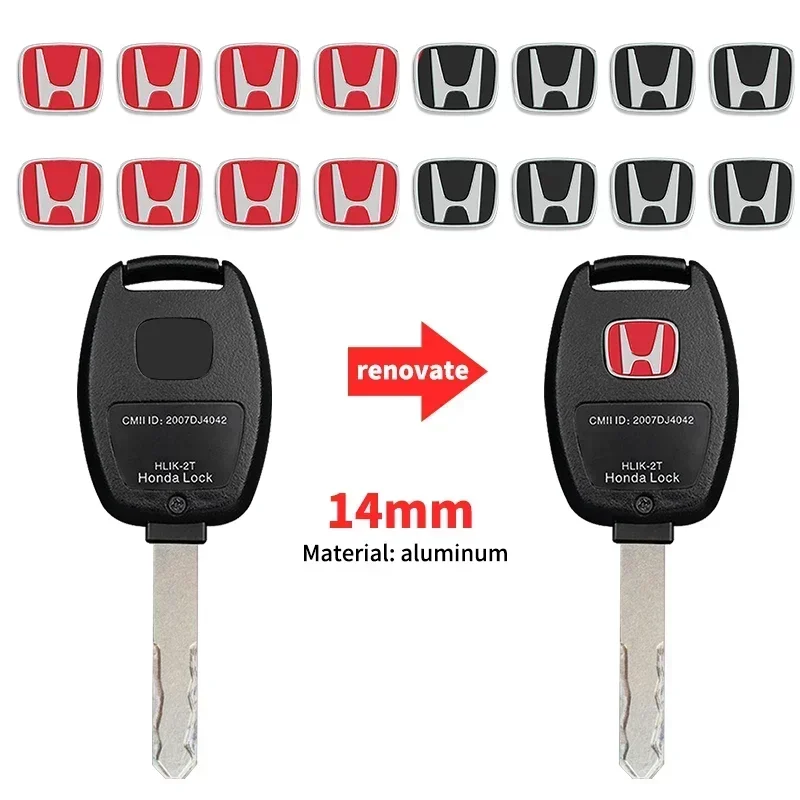 13 мм 5/10 шт. алюминиевая наклейка на дистанционный ключ автомобиля, эмблема для Honda CR-V STEPWGN Civic Accord City XR-V Envix ODYSSEY VEZEL Fit