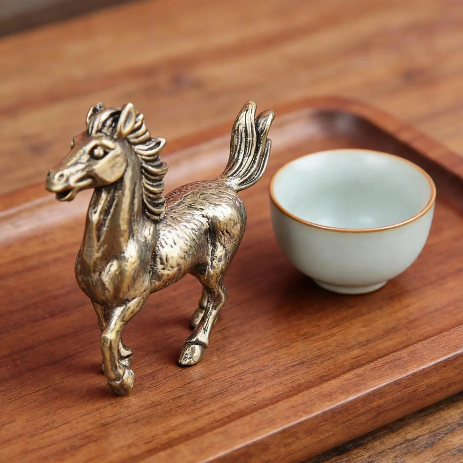 Estatua de Caballo de Latón Vintage, Escultura Galopante, Decoración para el Hogar u Oficina, Mascota para Sala de Estar, Estante, Escritorio, Librería, Cafetería, Tienda, Exhibición