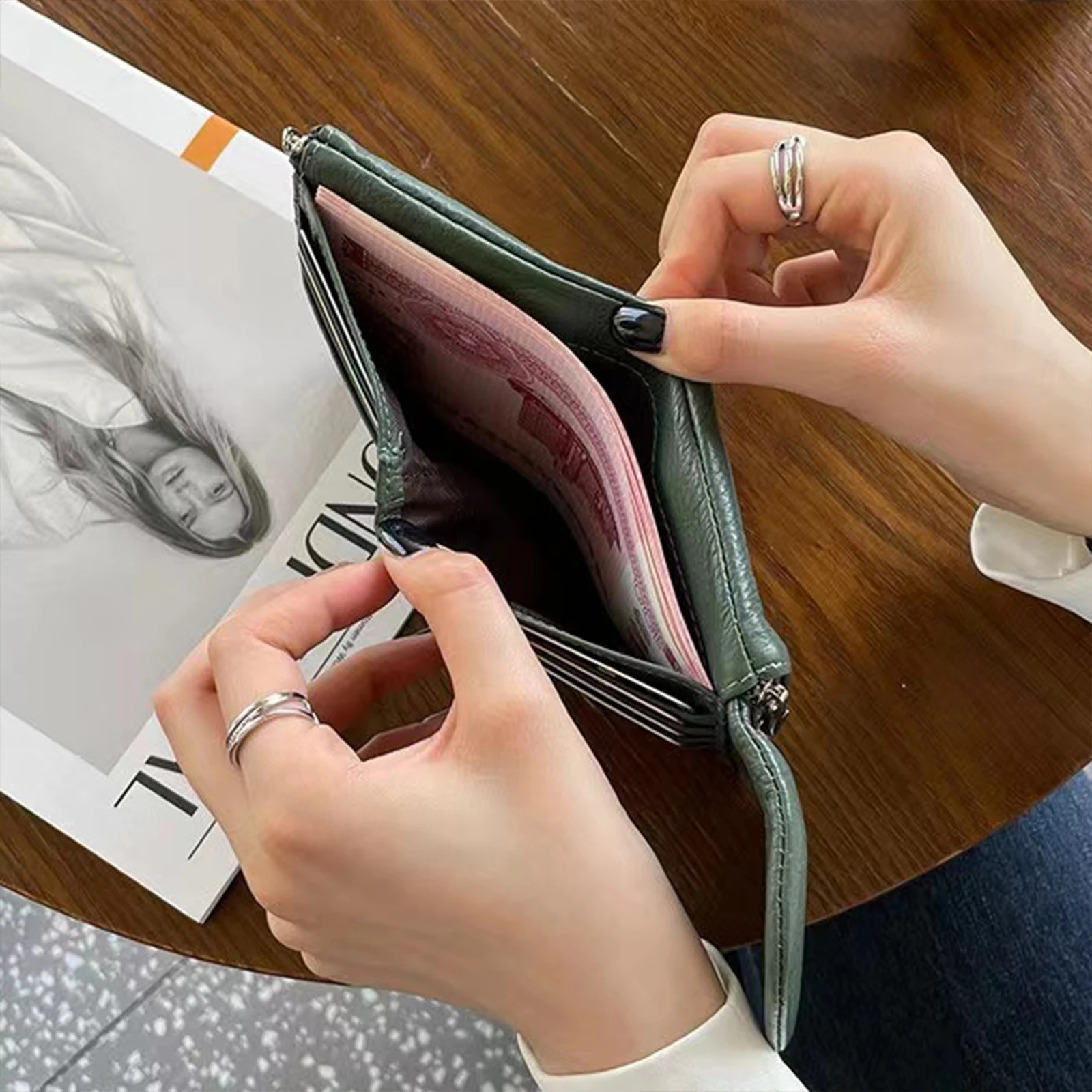 Carteiras curtas para mulheres couro de vaca genuíno moda moeda bolsa nova carteira de couro macio titular do cartão moda cor sólida bolsa