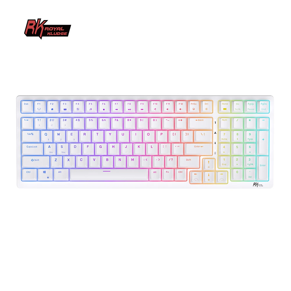 

RK98 Royal Kludge Wireless Mechanical Keyboard 100 Keys Tri-mode 2.4G/Bluetooth/USB RGB Backlit Hot-Swappable Gaming Keyboards