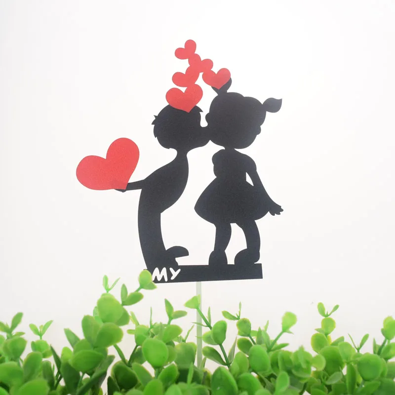 케이크 토퍼 레드 하트 플래그, DIY 생일 웨딩 발렌타인 데이 기념일 장식, 파티 컵케이크 베이킹 장식, 블랙