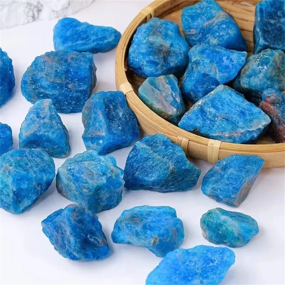 Natural  Untreated Gemstones Natural Deep Blue Apatite Crystal Rough Mineral crystal crushed stone Specimen Decorative Crystal R