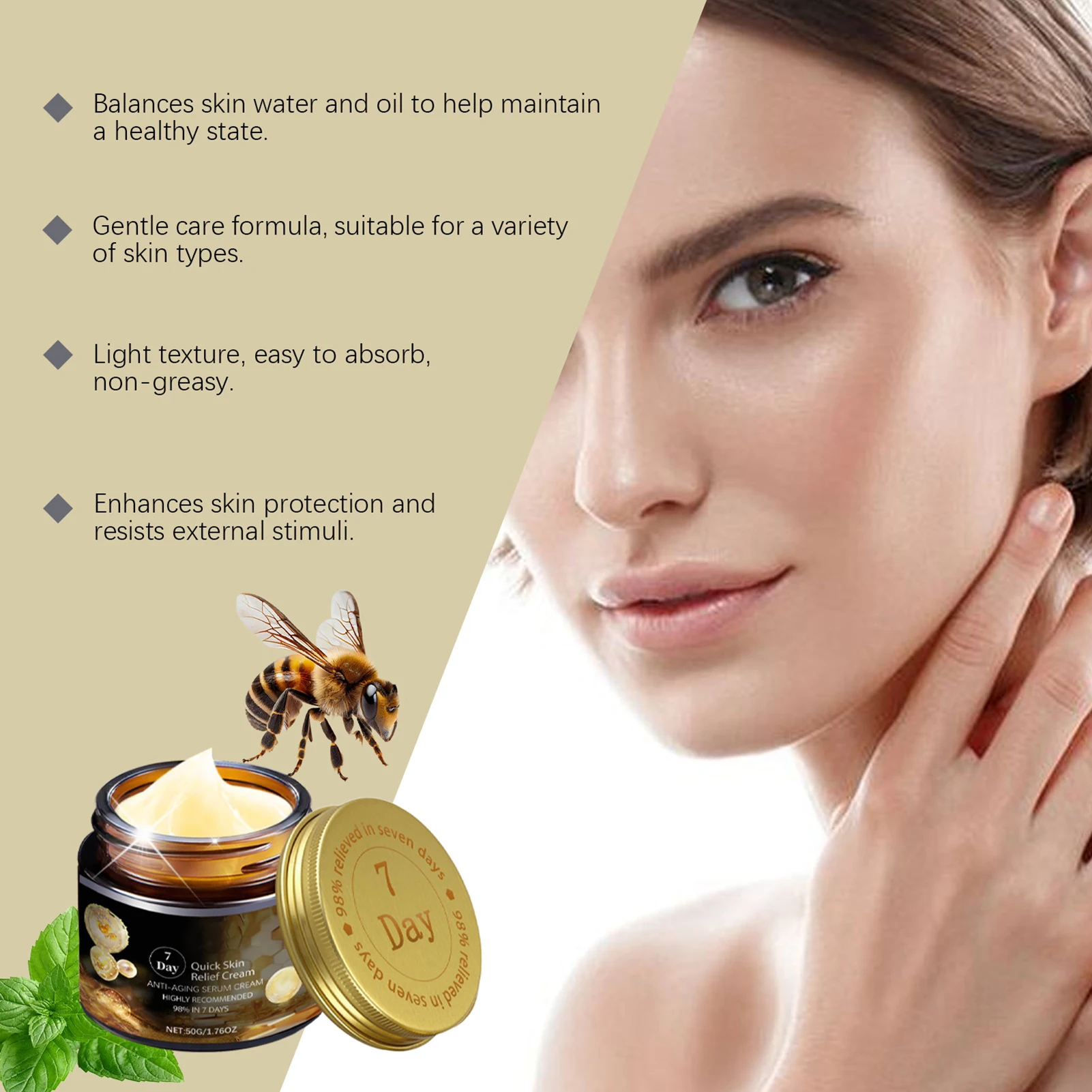 Multi-Effect Skin Repair Cream Fine Lines Improving Skin Elasticity Cream Suitable for All Skin Types