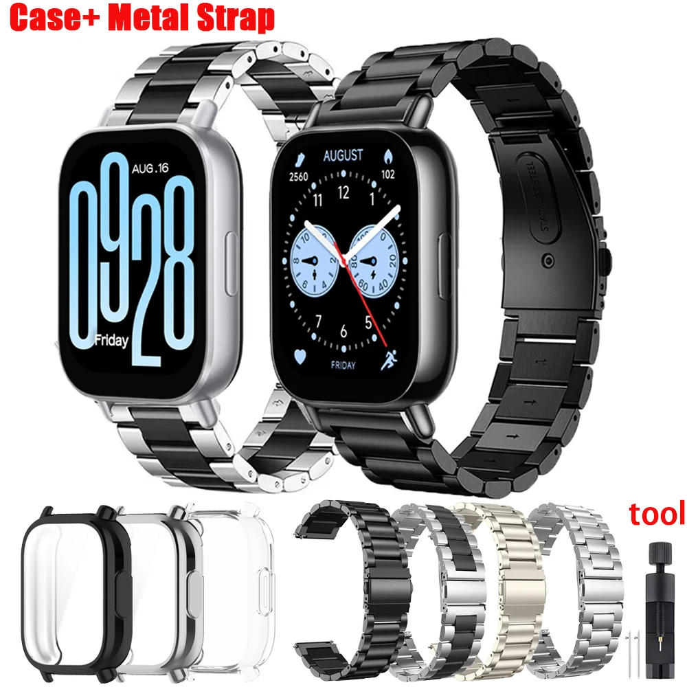 Case+Luxury Metal Strap For Redmi Watch 5 Active TPU Soft Case For Xiaomi Redmi Watch 5 Lite Stainless Steel Watchband Correa