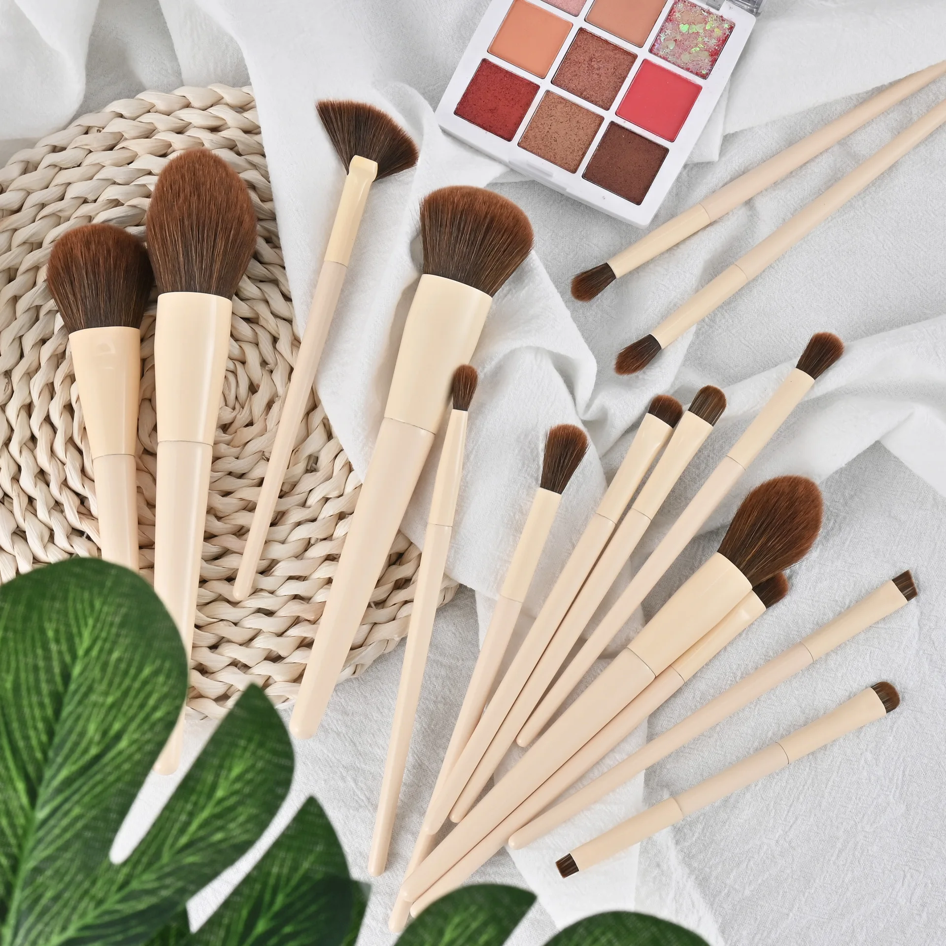 15pcs Makeup Brushes Custom Logo White Color Brown Hair Makeup  Brush Set Private Label Pro Beauty Tools Wholesale 5set/lot