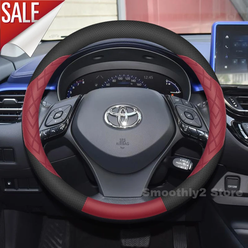 Leather Car Steering Wheel Cover For Toyota C-HR Crown Sports 2016-2024 2025 Non-slip Auto Steering Wheel Toyota CHR Accessories - Image 5