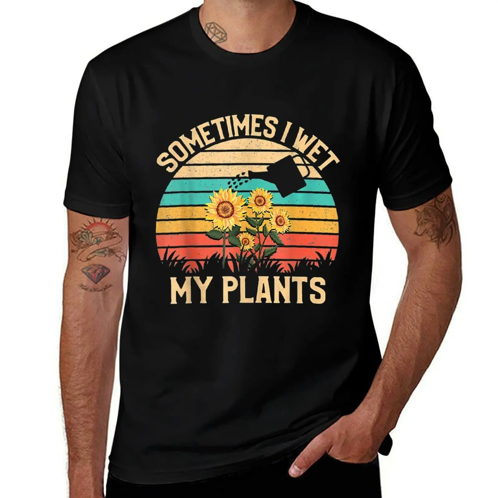 

Sometimes I Wet My Plants Vintage Sunflower Gardening T-Shirt basketball graphic tees vintage t shirts mens vintage t shirts