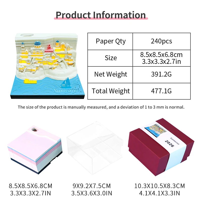"Time Piece Tear-away Calendar 2026 with LED Lighting & Memo Pad - Ideal Christmas Gift"
