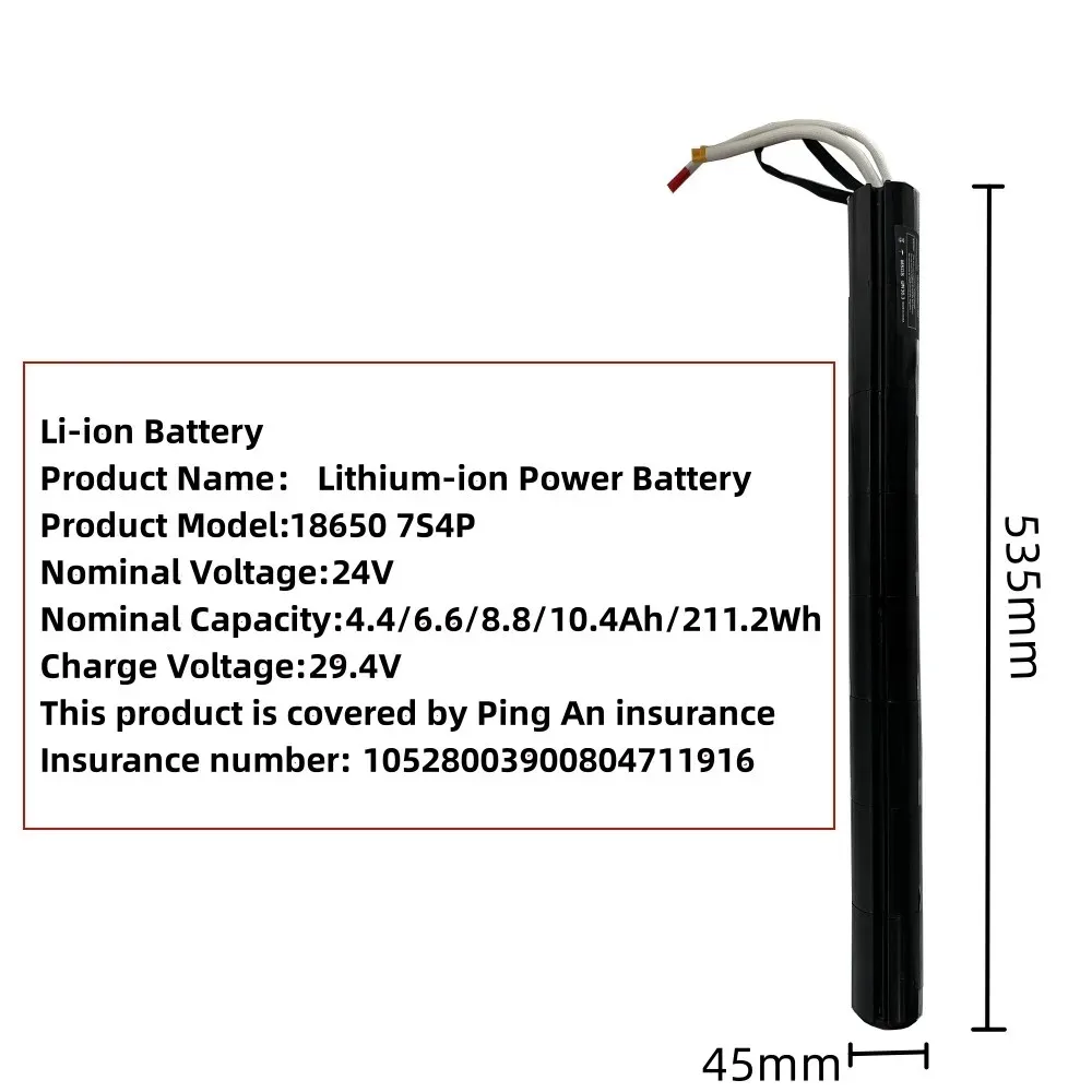 100% Original 24V 36V4.4/6.6/7.8/8.8/10.4ah 18650 Lithium Battery with BMS for Carbon Fiber Scooter