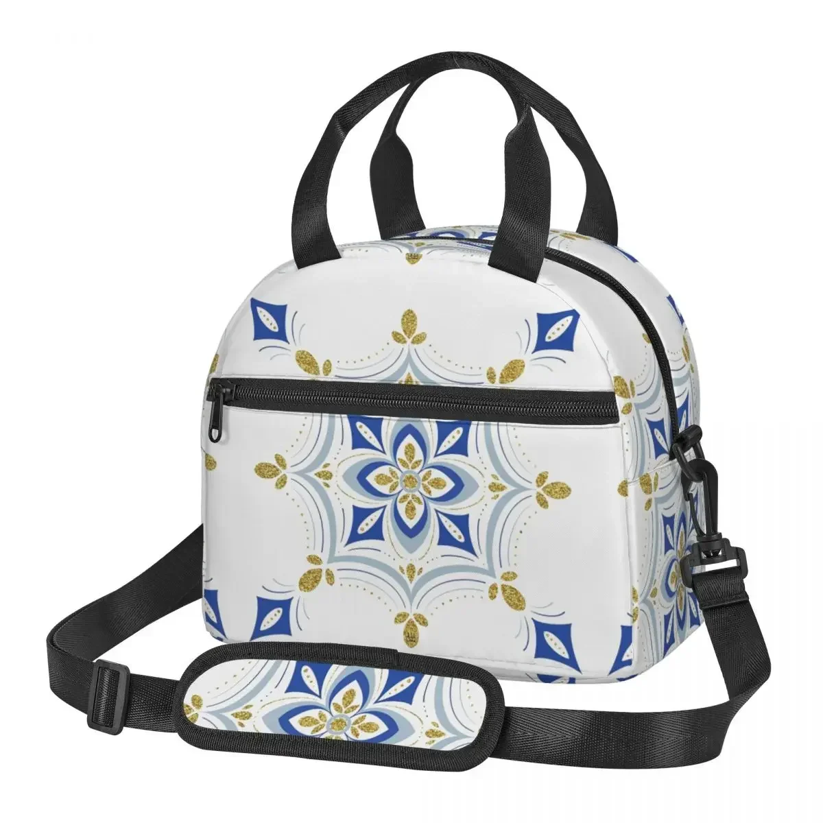

Moroccan Mandala - Cobalt Blue And Gold Lunch Bags Insulated Bento Box Lunch Tote Picnic Bags Cooler Bag for Woman Office