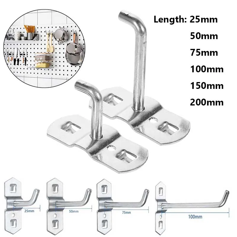 

1~5Pcs Tool Hanging Hook Metal Display Rack Metal Shop Good Shelf Hooks Thickening Hole Plate 25/50/75/100/150/200MM