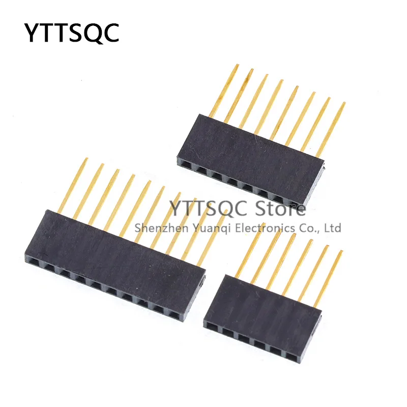 60Pcs/Lot 2.54mm 6Pin 8Pin 10Pin 1X6P/1X8P/1X10P Single row Straight FEMALE Stackable 11mm Long Legs Header For Arduino Shield