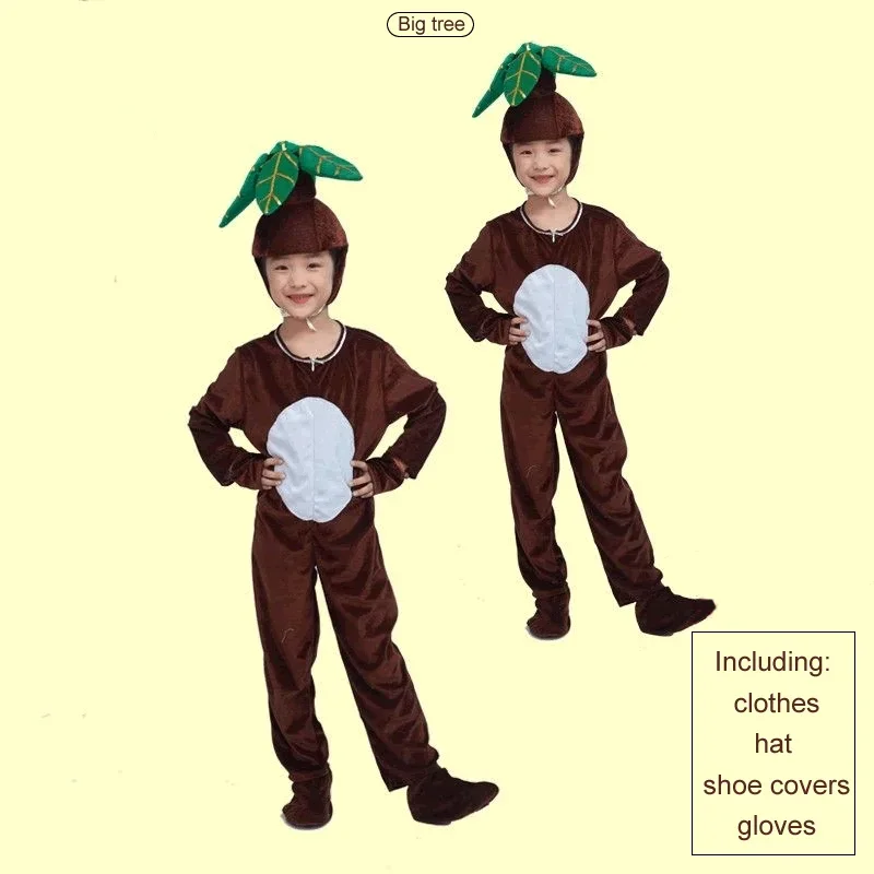 子供のための大きな木の衣装,植物のパーティーのコスプレ,お祭りのパフォーマンス,穀物の苗のジャンプスーツ,子供のためのロールプレイングウェア,ダンス