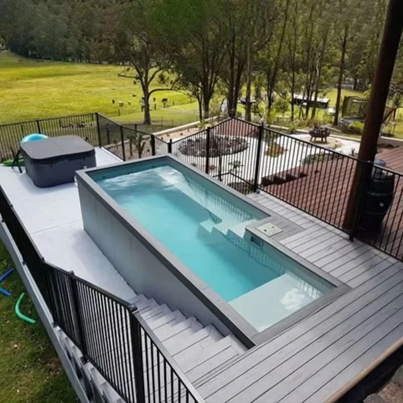 Container Swimming Pool Luxury Family Acrylic Glass Window 20ft Pool Outdoor Ship Container Swimming Pool High Quality America