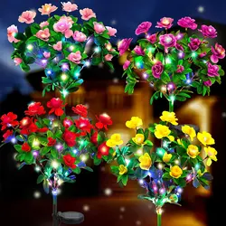 LED Azalea Solar Flowers Lights Solar Garden Lights Outdoor Decorative IP65 Waterproof for Pathway Patio Lawn Backyard Gifts