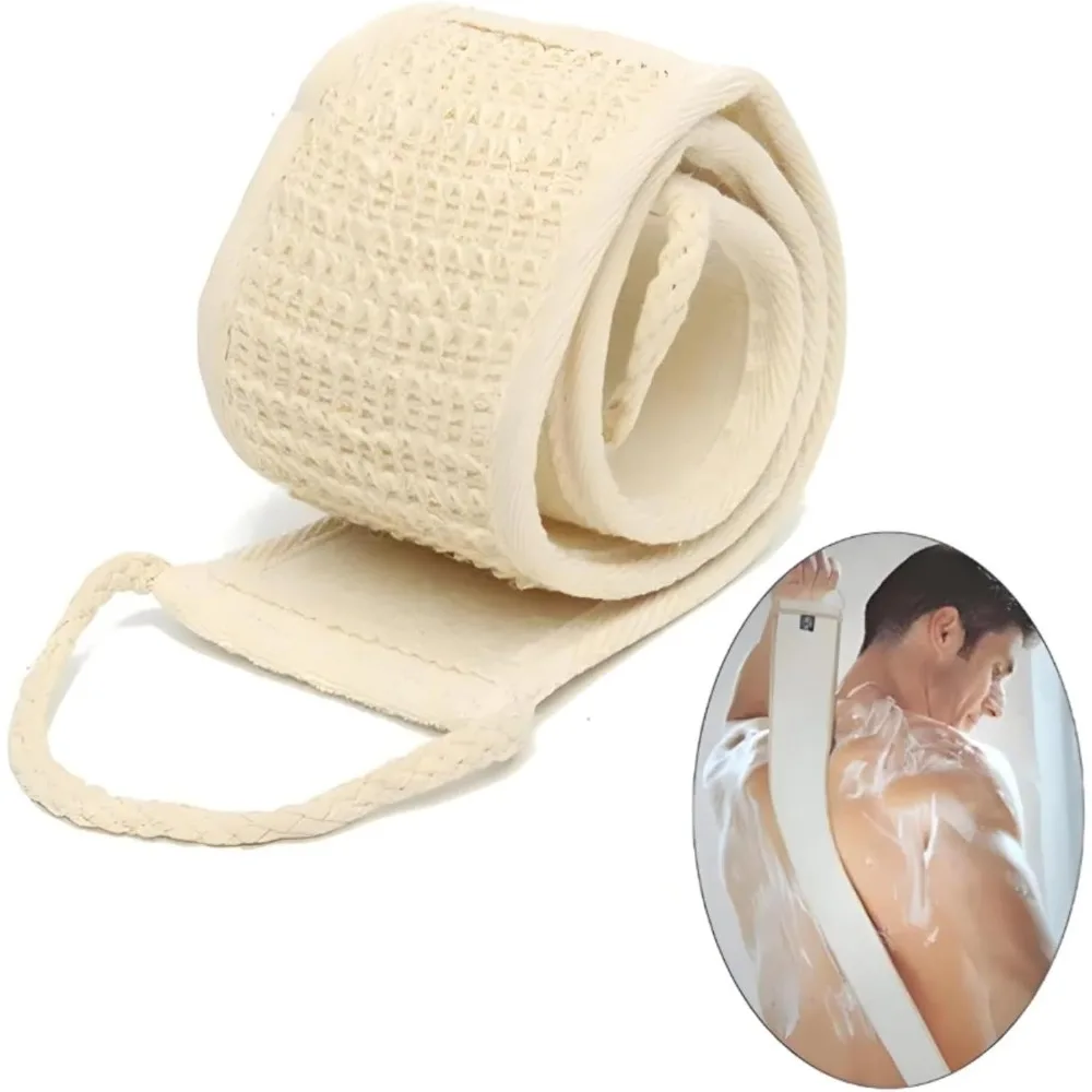 Exfolierender Körper-Scrubber - Weicher Waschlappen zur Entfernung abgestorbener Haut & Trockenbürsten |   Langer Badeschwamm mit Riemen für Dusche & Spa