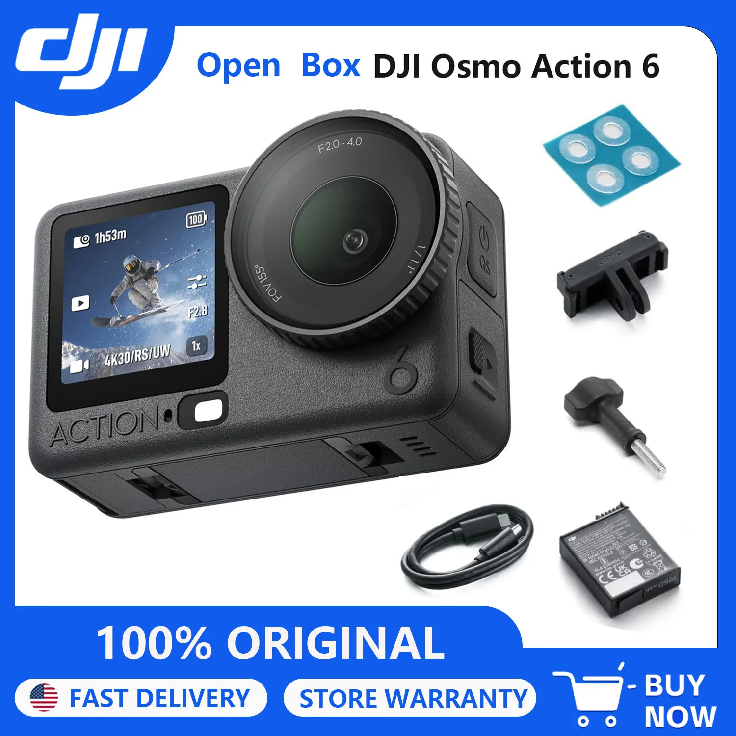 Open Box-DJI Osmo Action 6 Camera ,8K Waterproof Action Camera with 1/1.1" Square Sensor, 