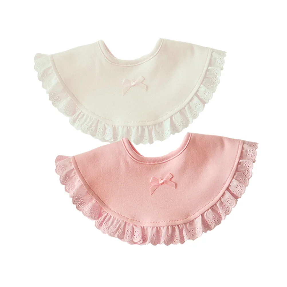 2 Pcs Lace Bib Baby Saliva Towel Bow Tie Kids Lunch Apron Infant Bowknot Girl Child