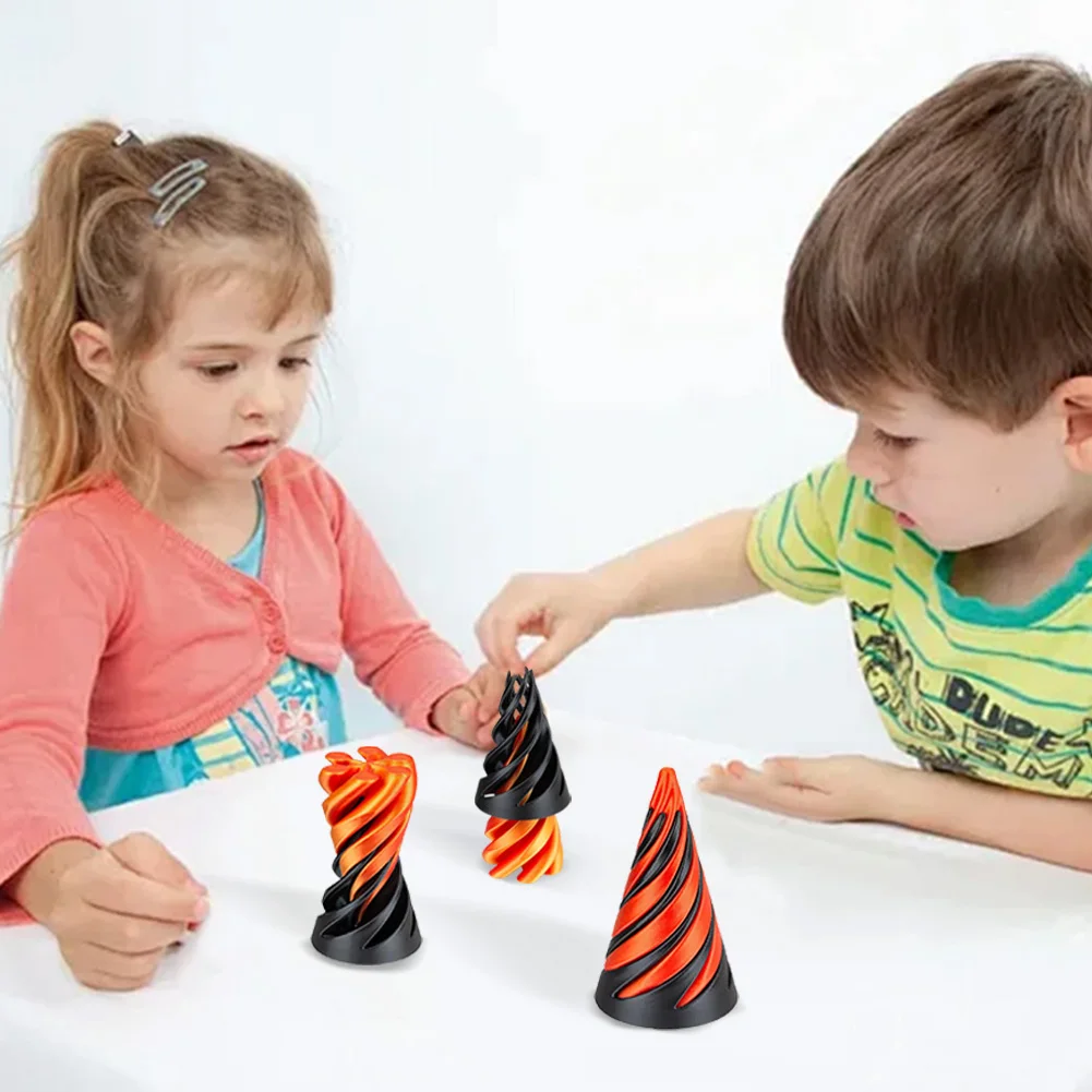 3D Printed Spiral Cone Toy Fidget Toy Stress Relief Impossible Pyramid Passthrough Sculpture Desk Toy for Kids and Adults