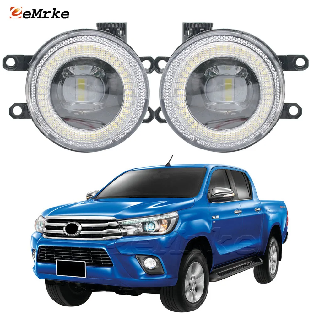 

Led Left + Right Fog Lights Assembly Lens Angel Eyes DRL for Toyota Hilux Mk8 AN120,AN130 TruckMasters OX (Finland) 2015-2017