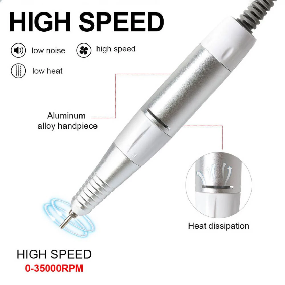 Electric Nail Drill Pen 5 Pin Plug, Professional Electric Manicure Pedicure Drill Replacement Pen Nail Grinder Handpiece