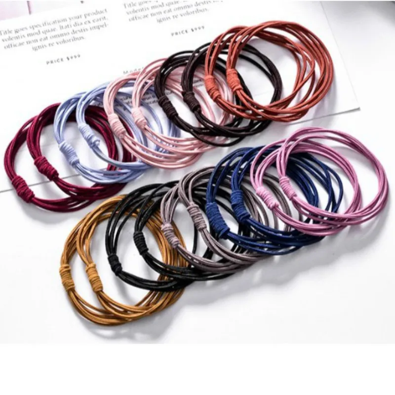 

10Pcs/Set Women Solid Color Elastic Hair Rope Rubber Band Headband Ponytail Fixer Hair Accessories